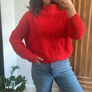 - No Brand Deep Orange Slouchy‎ mock Sweater. S